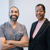 Dr Gajjar and Natalie Davis