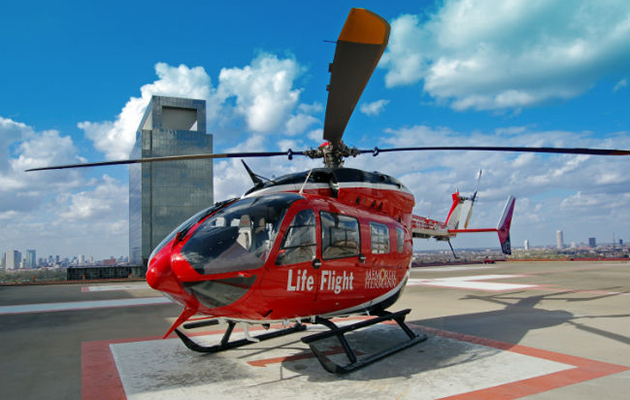 Helicopter on a helipad