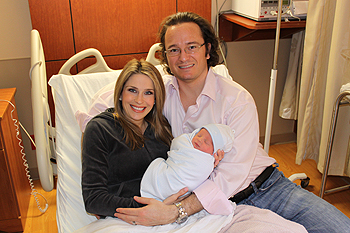 Lauren Freeman with baby and husband at Southwest Hospital