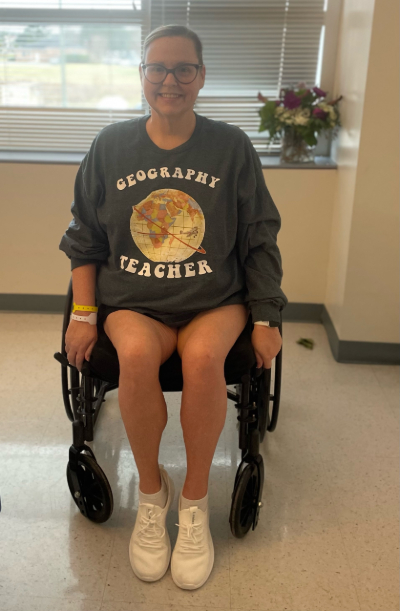 Rehabilitation Hospital-Katy patient, Michelle Marko, smiles from her wheelchair in the halls of the hospital.