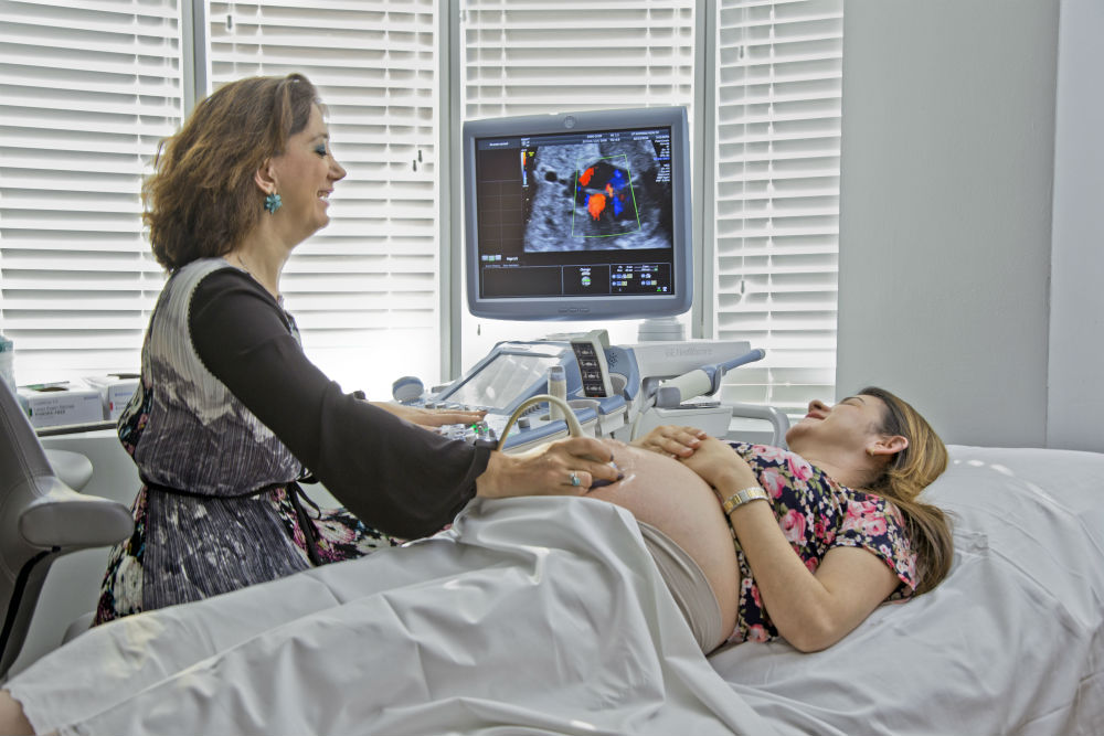 Nurse performing ultrasound