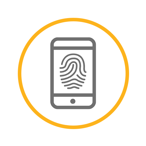 Fingerprint inside mobile phone icon