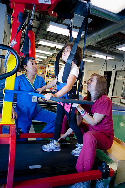 A pediatric patient using assistive technology