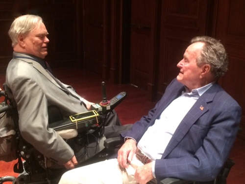 President George H. W. Bush talking with Lex Frieden