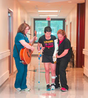 Patient participating in music therapy