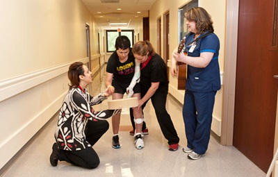 Patient taking part in music therapy