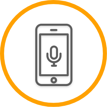 Iconography depicting the use of a microphone on a phone