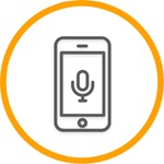 Iconography depicting the use of a microphone on a phone