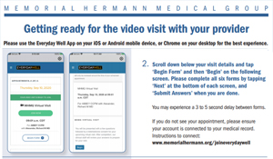 Image of instructions for starting your vide visit
