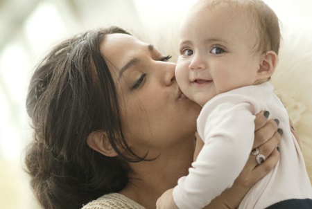 Mom holding baby