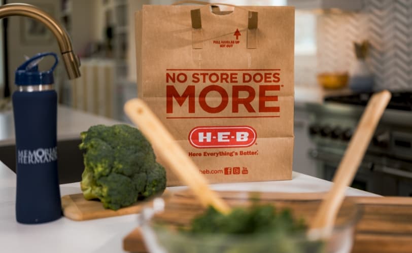 HEB grocery bag next vegetables