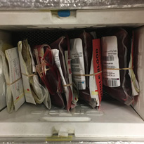 Blood packs in a cooler